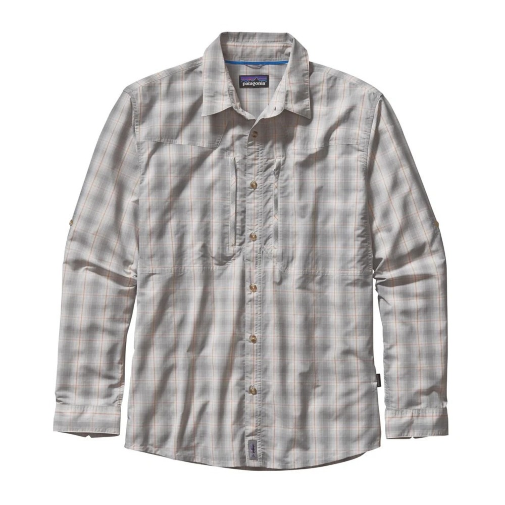 Patagonia Sun Stretch Plaid Fishing Long Sleeve Shirt Men L Double Pocket 52196